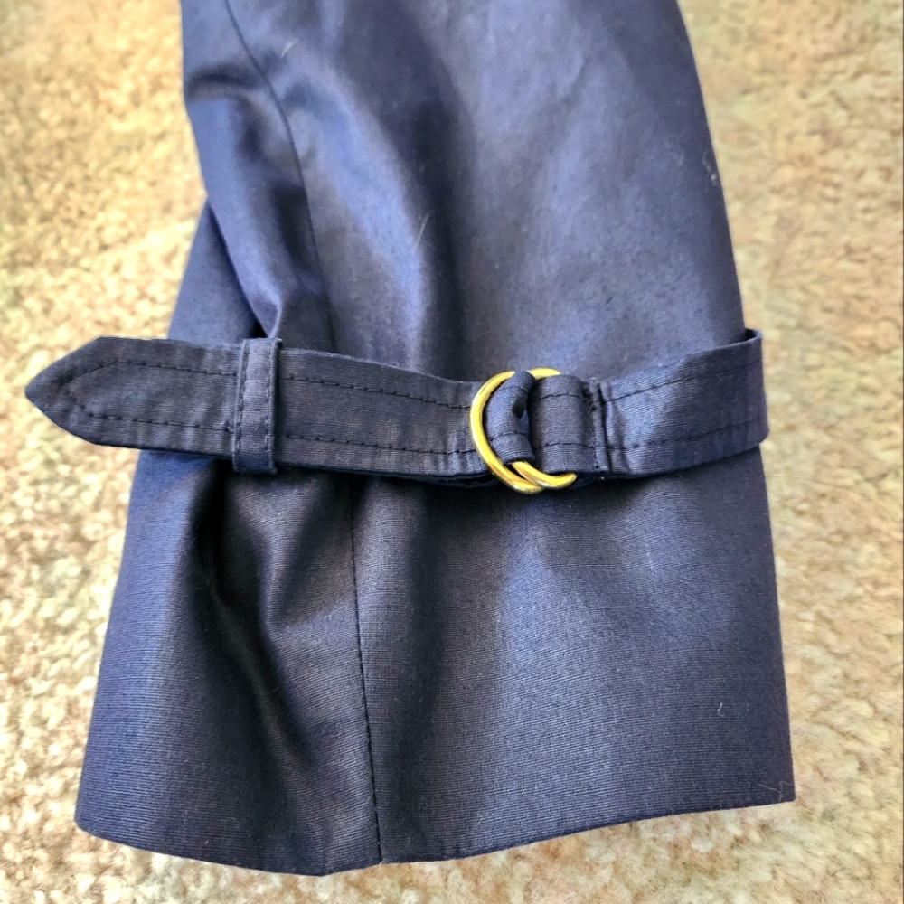 Vintage Italian Navy Blue & Red Trench Coat - Picture 5 of 13